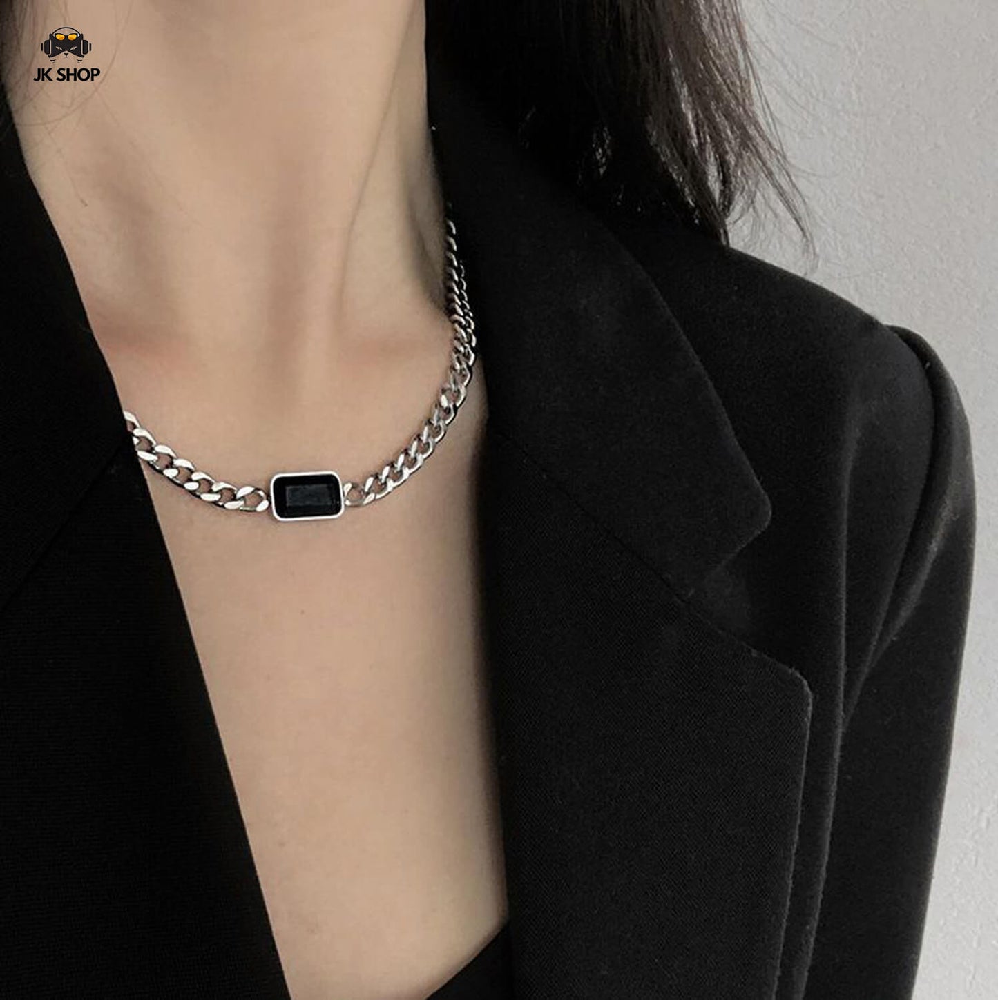 StrayKids BangChan Black Stone Necklace
