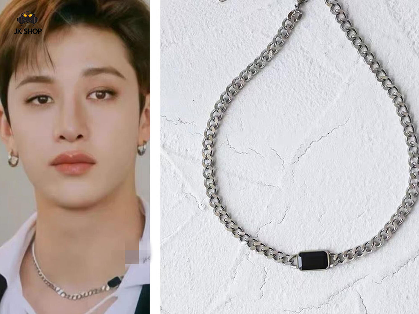 StrayKids BangChan Black Stone Necklace