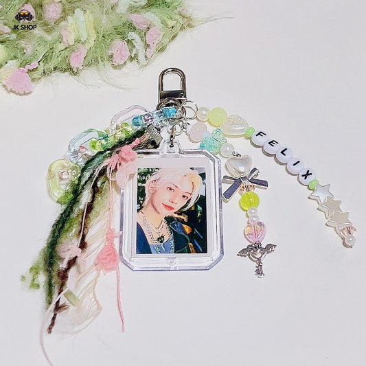 Skzoo insipred Beaded Photo Keychain[Pic included]